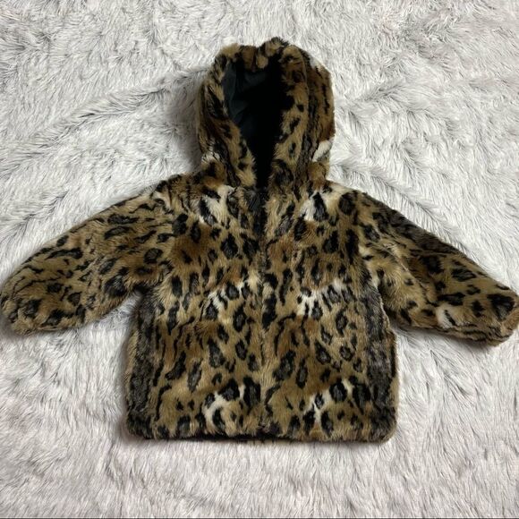 Okie Dokie Faux Leopard Print Hooded Coat - Picture 2 of 6